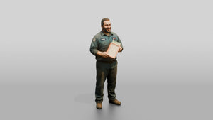 Mechanic Holding a New Air Filter - 3D character model, view 1