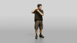Man Adjusting Strap in Oversized Streetwear - 3D character model, view 1