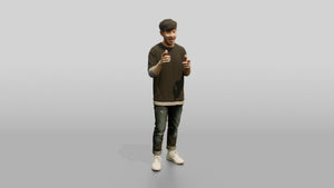 Asian Man Telling an Animated Story - 3D character model, view 1