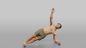 Bodyweight Athlete Man Holding A Side Plank - 3D character model