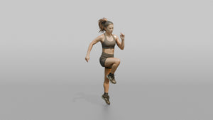 Cardio Athlete Woman Doing High Knees In Place - 3D character model