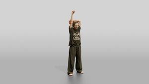 Woman Stretching Overhead Shoulder - 3D character model, view 1