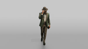 Wedding Guest Tipping His Fedora Hat - 3D character model, view 1