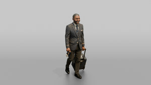 Hispanic Flight Attendant Holding a First-Aid Kit - 3D character model, view 1