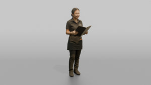Bartender Woman Holding A Bar Menu Open - 3D character model