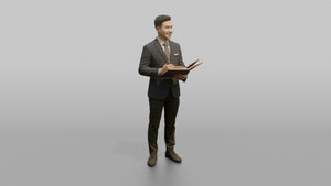 Host Man Holding A Reservation Book - 3D character model