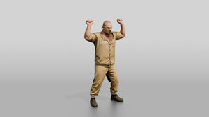 White Male Prisoner in a Khaki Uniform - 3D character model, view 1