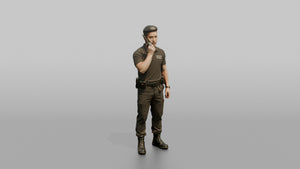 Door Staff Man Holding A Two-way Radio To The Mouth - 3D character model