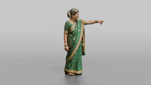 South Asian Wedding Guest Pointing Happily - 3D character model, view 1