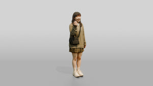 Asian Woman Laughing and Snapping Fingers - 3D character model, view 1