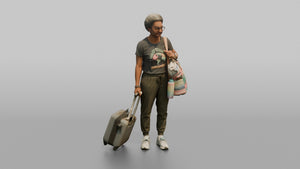 Traveler Holding A Boarding Pass - 3D character model, view 1
