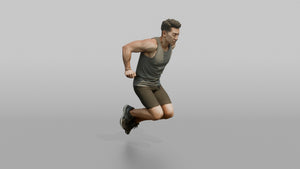 Bodyweight Athlete Man Mid-rep Of A Tricep Dip - 3D character model