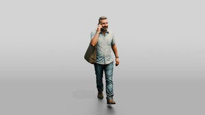 Middle-Aged Turkish Man Talking on His Phone - 3D character model, view 1