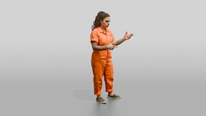 Middle Eastern Female Prisoner in an Orange Jumpsuit - 3D character model, view 1
