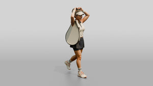Female Tennis Player Fixing Her Ponytail - 3D character model, view 1