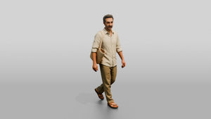 Slim Middle-Aged Syrian Man Walking Through a Market - 3D character model, view 1