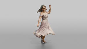 Wedding Guest Doing a Playful Salsa Step - 3D character model, view 1