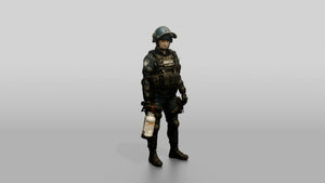 Riot Police Officer Bracing Shield - 3D character model, view 1