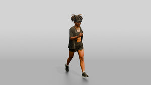 African-American Woman Power-Walking the Boardwalk - 3D character model, view 1