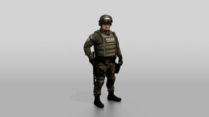 Riot Police Officers Standing in Formation - 3D character model, view 1