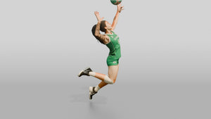 Hispanic Female Volleyball Player in Green Kit - 3D character model, view 1