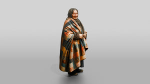 Homeless Woman Draped in a Patchwork Quilt - 3D character model, view 1
