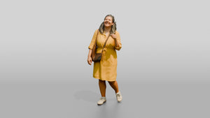 Plus-Size Croatian Woman Laughing with Head Tilted Back - 3D character model, view 1