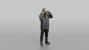 Protester Man Putting On a Respirator Mask - 3D character model, view 1