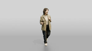 Asian Woman Jogging with Backpack - 3D character model, view 1