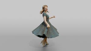 Wedding Guest Twirling Her Vintage Dress - 3D character model, view 1