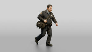 Police Officer Hurrying with a Shoulder Bag - 3D character model, view 1