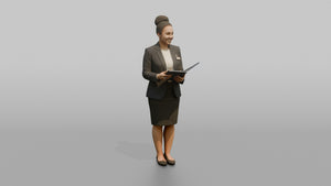 Receptionist Woman Holding A Guest Folder And Pen - 3D character model