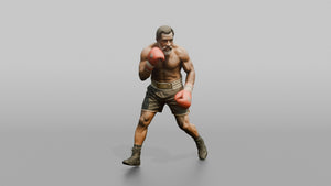 Boxer Resetting Stance with Shuffle Step - 3D character model, view 1
