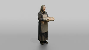Grandmother Carrying A Pie Dish With Oven Mitts On - 3D character model