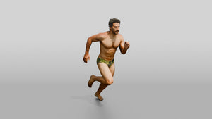 Mestizo Man Running Dynamically on the Beach - 3D character model, view 1