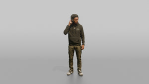Club DJ Man Wearing Headphones, One Hand Adjusting Them - 3D character model