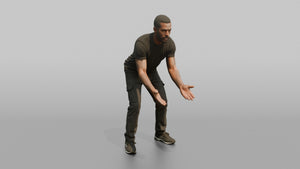 Protester Man Reaching Out with Both Hands - 3D character model, view 1
