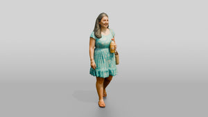 Plus-Size Greek Young Woman Holding a Cold Soda - 3D character model, view 1