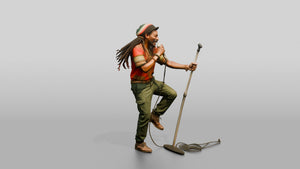 Reggae MC Skanking with Mic Stand - 3D character model, view 1