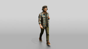 Man Walking with a Backpack - 3D character model, view 1