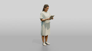 Woman Patient Reading a Letter - 3D character model, view 1