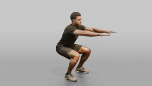 Bodyweight Athlete Man Doing A Bodyweight Squat, Arms Extended Forward - 3D character model