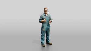 Mechanic Giving a Thumbs-Up - 3D character model, view 1