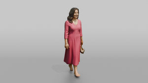 Wedding Guest Walking Barefoot, Holding Her Heels - 3D character model, view 1