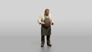 Chef Checking Roast Temperature - 3D character model, view 1