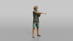 Surfer Stretching Before Heading Out - 3D character model, view 1