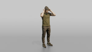 Man Customer Trying On A Beanie Hat - 3D character model