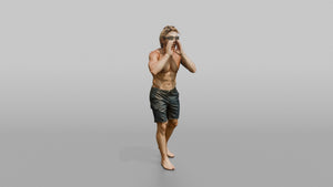 Surfer Calling Out with Cupped Hands - 3D character model, view 1