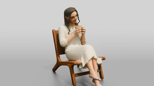 Woman on a Chair Checking Her Phone - 3D character model, view 1