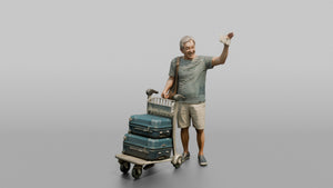 Traveler Waving His Boarding Pass - 3D character model, view 1